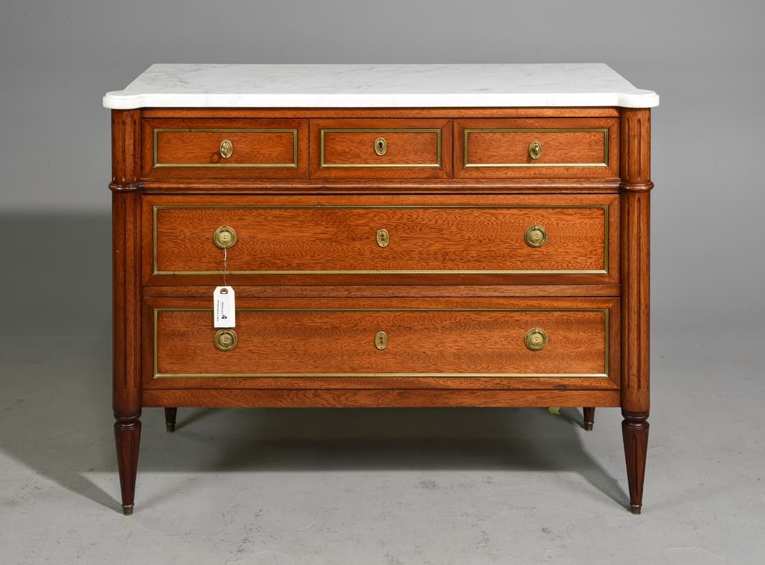 Louis XVI Marble Top Chest 44.5x19.5x34h