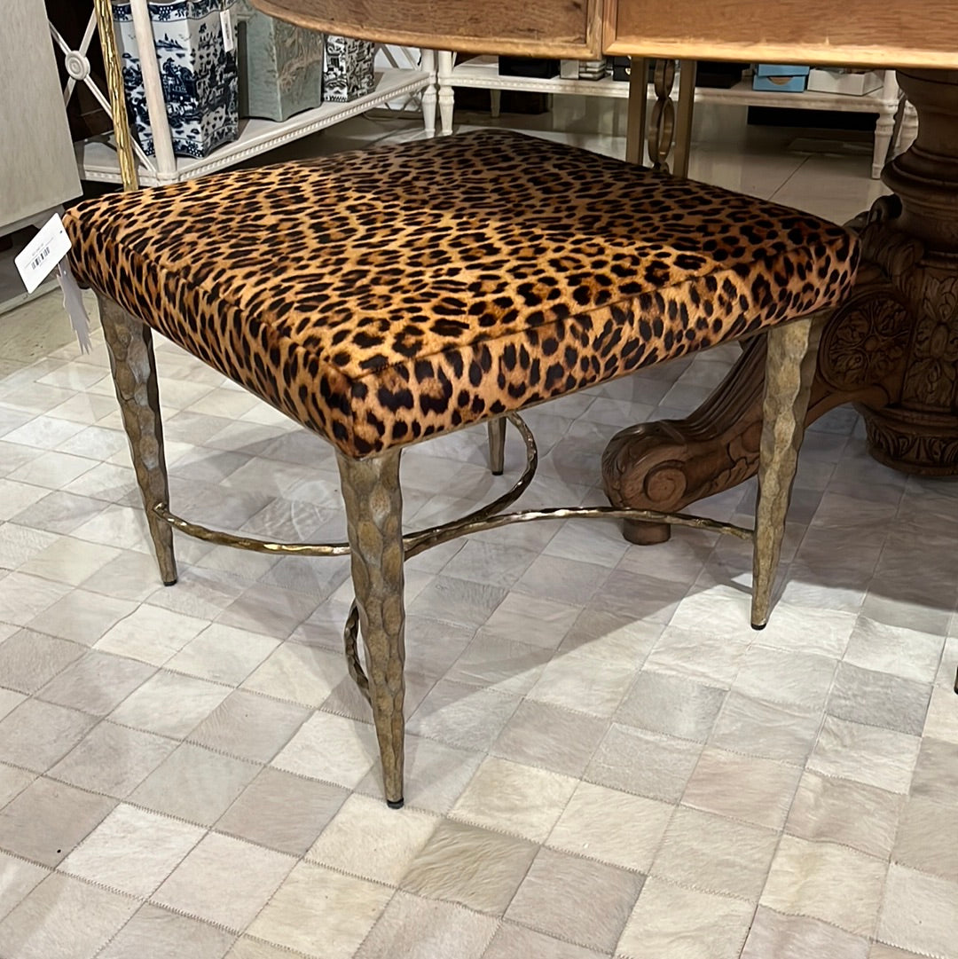 Leopard Chiseled Ottoman 22x22x18h