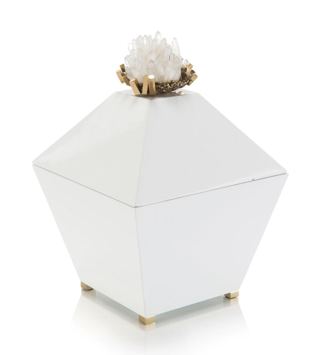 Quartz and Brass White Box 16”h