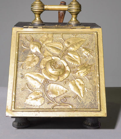 Danish Brass Floral Coal Box 15.5”h