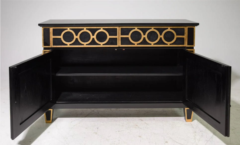 Hollywood Style Black and Gold Console 60x18x39h