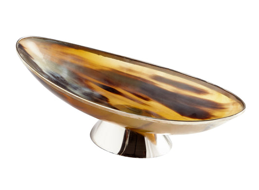 Cerith Tray Horn and Silver 12x4.75x3.75”h