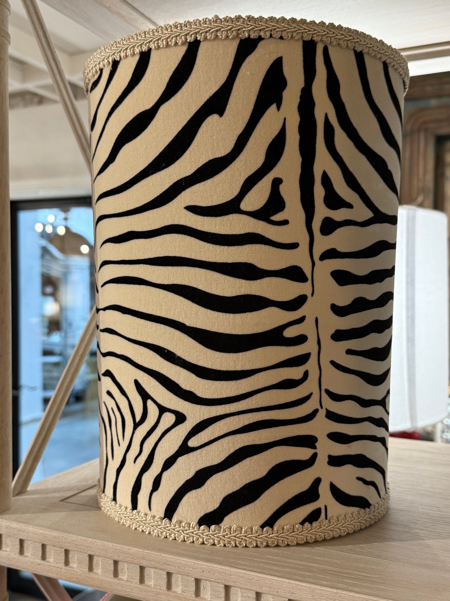 Designer Wastebasket Black Velvet Zebra