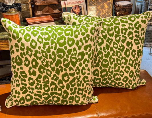 PAIR Green Animal Print Pillows 22x22"