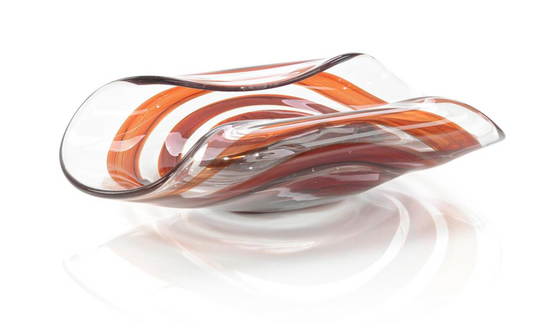 Handblown Curved Red Bowl 18x10x5h