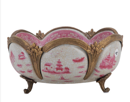 Pink Willow Bronze Basin 4"h