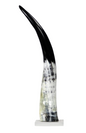 Black and White Cow Horn on Base Small 16"