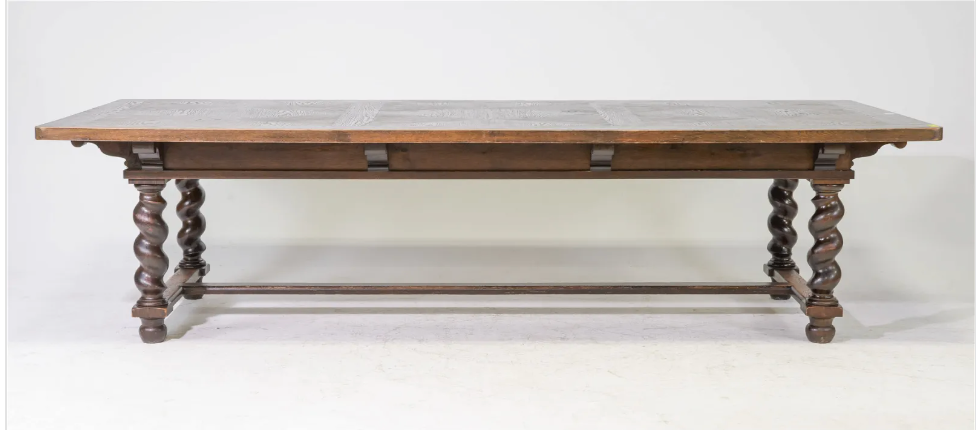 1930's Danish Oak Barley Twist Table 119x51.5x31h