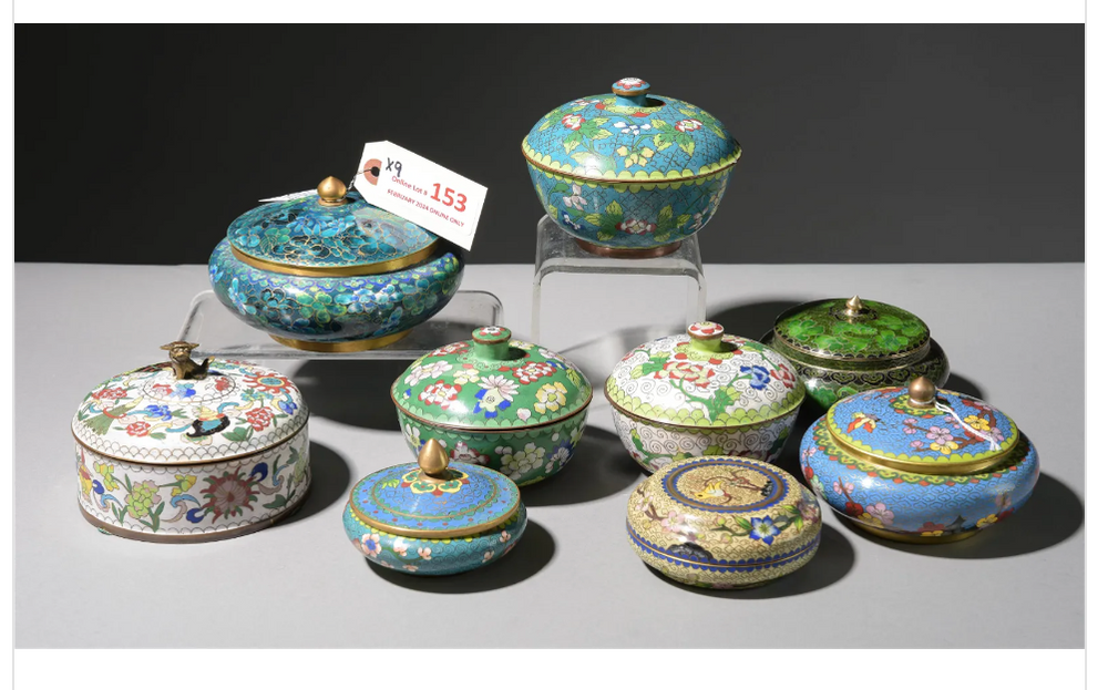 Ant. Cloisonne Circular Boxes