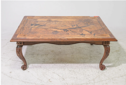 French Art Nouv Carved Coffee Table 42.5x39x17.5