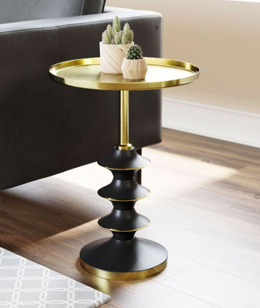 Black and Gold Side Table 16x22"h