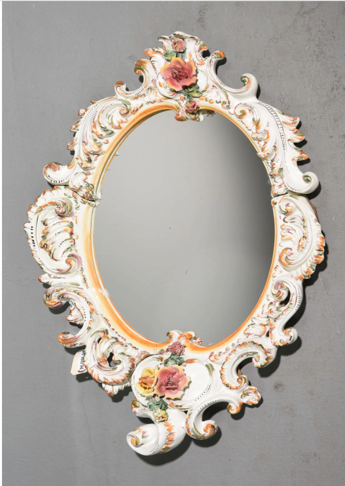 Vintage Italian Porcelain Mirror 25.5x4.5x36"h