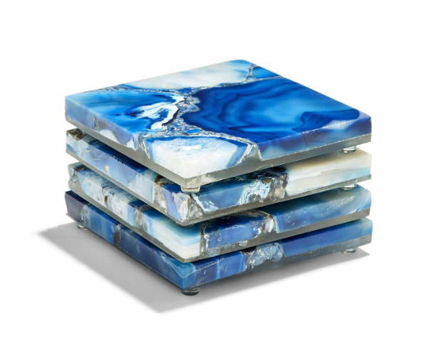 Blue Agate Coasters Set of 4