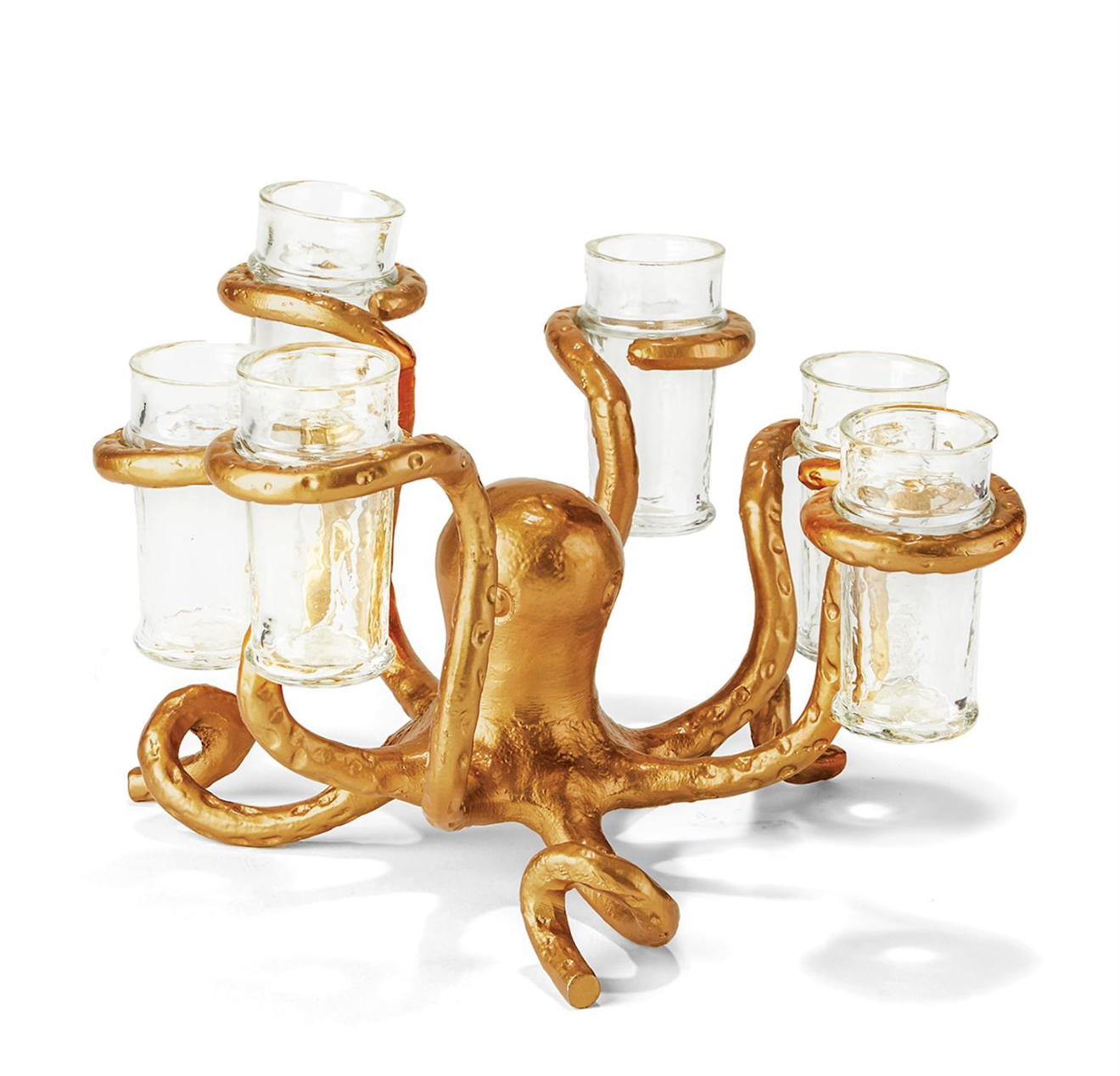 Golden Bronze Octopus Shot Glass Set