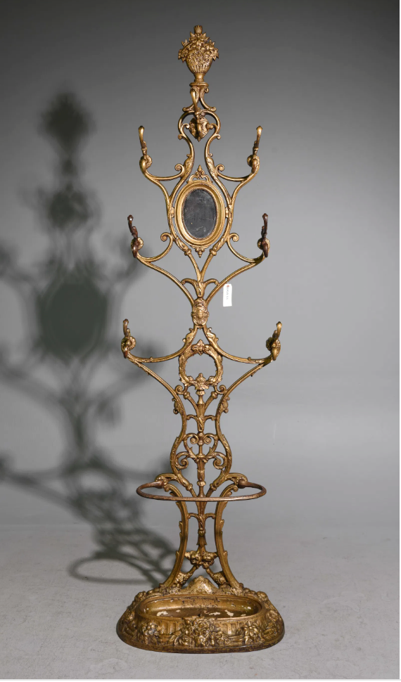 French Art Nouveau Hall Stand 87"h