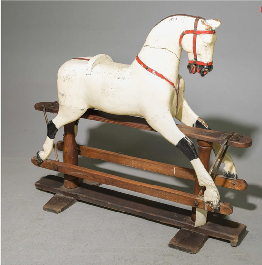 Vintage White Painted Glider Horse 36"h