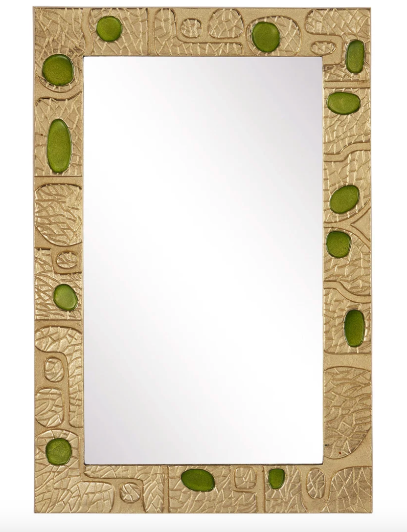 Beau Monde Gold & Green Mirror 23.75 x 37.75"h