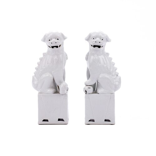 Sitting Foo Dog Pair White - M