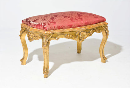 Gilt French Ottoman 30x26x25h