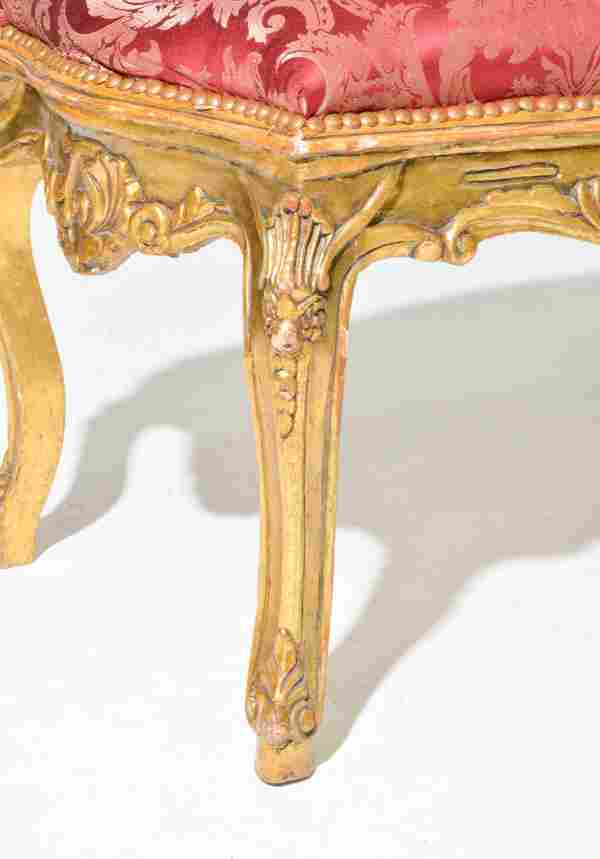 Gilt French Ottoman 30x26x25h