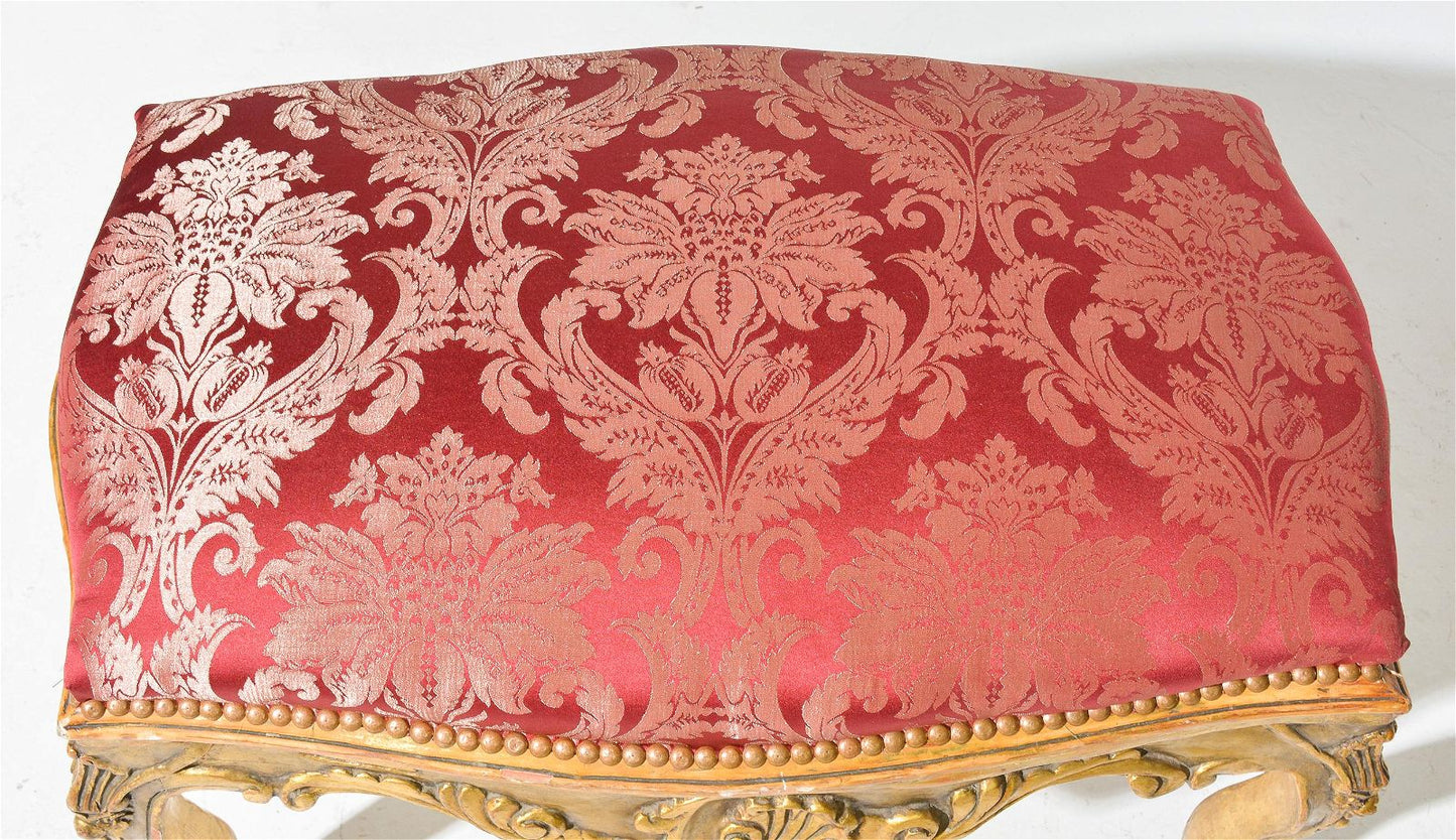 Gilt French Ottoman 30x26x25h