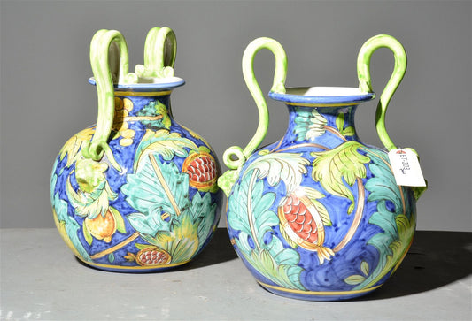 PAIR Ital. Painted Vases 15h