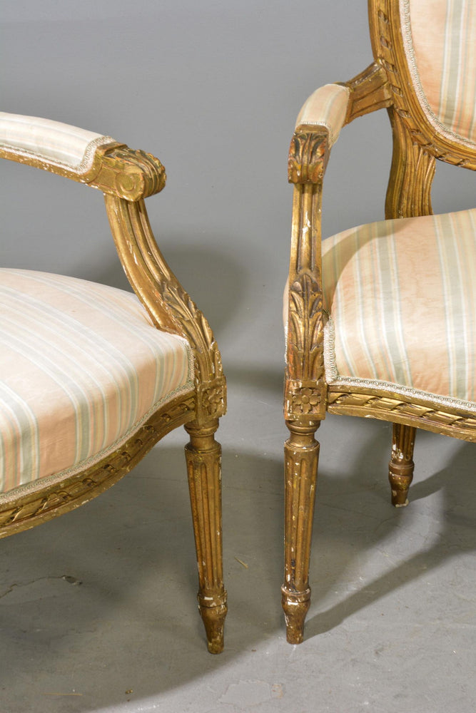French Louis XVI Arm Chair - Black and White Stripe – Luxe Furniture Inc