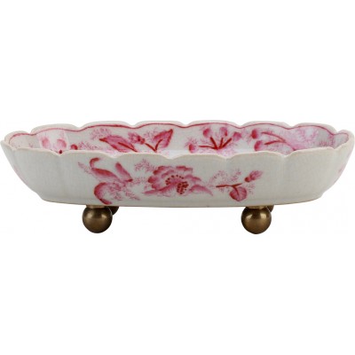 PINK PRIMROSE DISH WITH BRONZE FEET