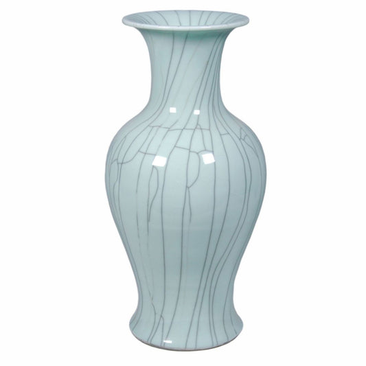 Crackle Celadon Fish Tail Vase 23h