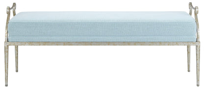 Spa Blue Linen Bench 52x17x21h