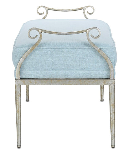 Spa Blue Linen Bench 52x17x21h