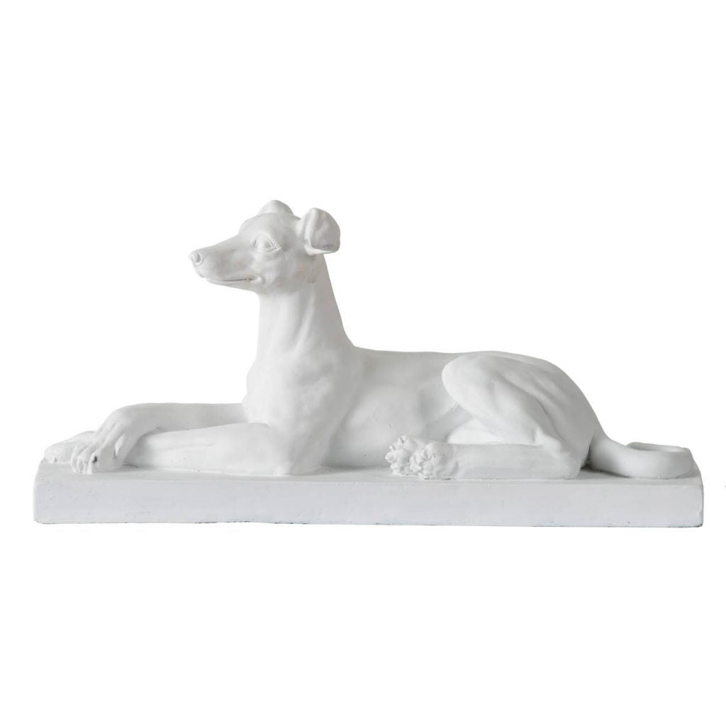 White Dog Sculpture 25x9x11