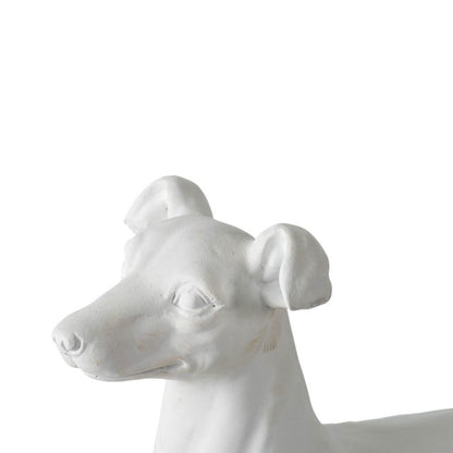 White Dog Sculpture 25x9x11