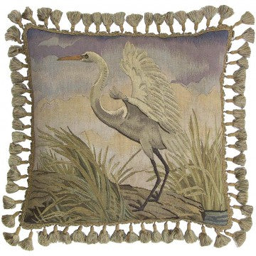 Aubusson Pillow White Egret 22x22