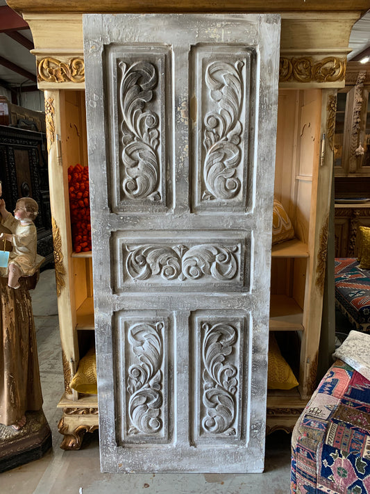 Carved White Wash Door-W1 31x81