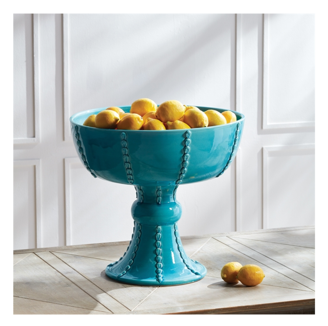 Positano Footed Bowl 20" Aqua