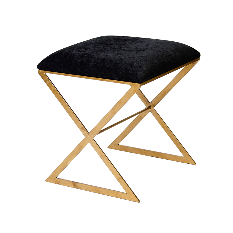 X Shape Bench Black Velvet 18x18x20h