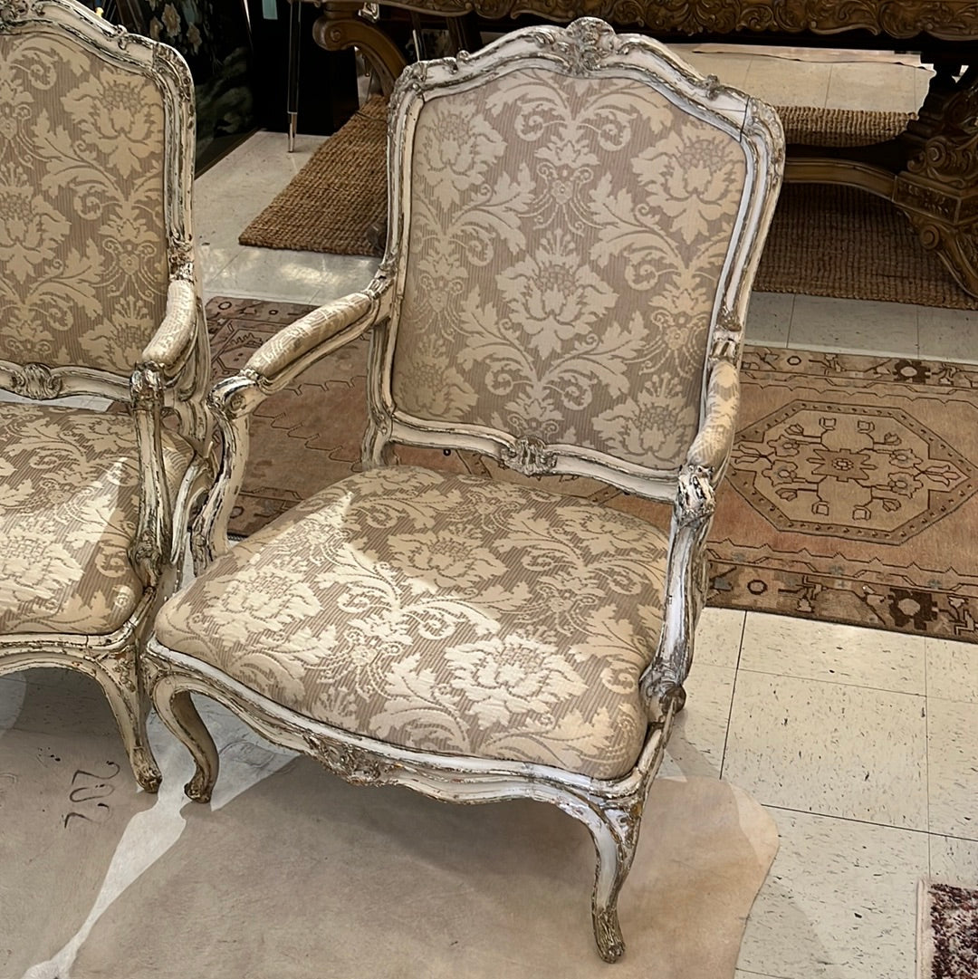 PAIR 18th C. Chairs 28x32x38h