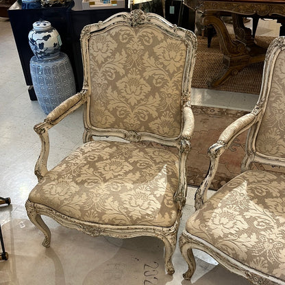 PAIR 18th C. Chairs 28x32x38h